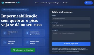 Home do impermeabilizacao.org, guia de impermeabilização refeito pela Produzza